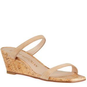 Stuart Weitzman Aleena 50 Suede Demi-Wedge Sandals size US 8